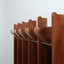Italian 1970s La Moderna wood entryway coat rack with amber mirrors Gronda style, appendiabiti vintage, Garderobe mit Spiegel, vestiaire, perchero