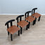 Set of 4 Luigi Vaghi lacquered and leather chairs, FORMER 1970s