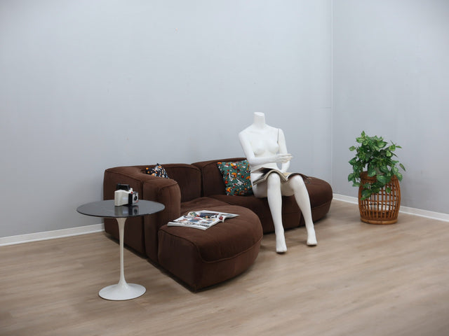 Tito Agnoli Arflex Sofa (Tito Agnoli Novemila): canapé modulable vintage (canapé italien design années 70) e Italienisches Sofa 1970er Jahre. Divano in brown velvet sofa vintage.