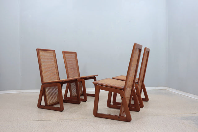 Vienna straw high back dining chairs 1970s, set of 4