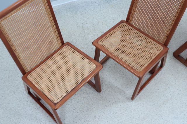 Vienna straw high back dining chairs 1970s, set of 4