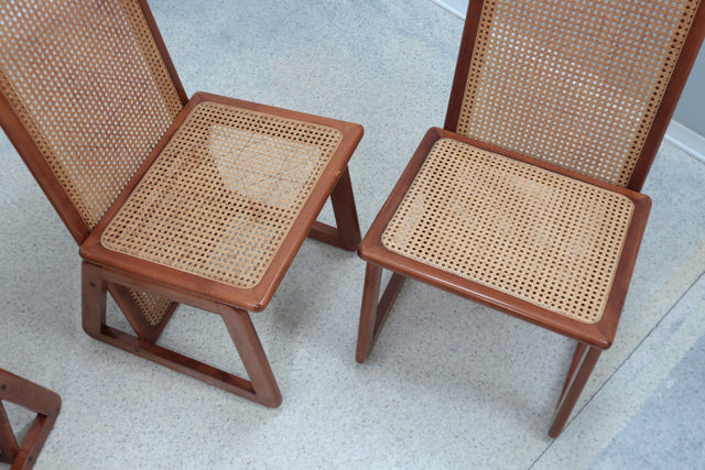 Vienna straw high back dining chairs 1970s, set of 4