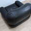 Pair of restored 1970s Mobil Girgi Sapporo armchairs in black leather. Coppia poltrone Sapporo Mobil Girgi pelle nera. Paire de fauteuils Sapporo cuir noir. Paar Sapporo Ledersessel.