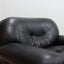 Pair of restored 1970s Mobil Girgi Sapporo armchairs in black leather. Coppia poltrone Sapporo Mobil Girgi pelle nera. Paire de fauteuils Sapporo cuir noir. Paar Sapporo Ledersessel.