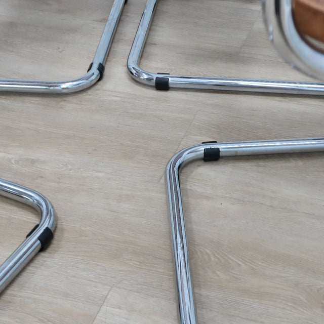 Set of 6 Cesca style chairs, 1970s Italian cantilever dining chairs, Marcel Breuer Gavina style chrome chairs