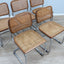 Set of 6 1970s Italian Cesca style cantilever dining chairs in chrome and Vienna straw. Lot de 6 chaises style Cesca. 6er Set Freischwinger Stühle.   
