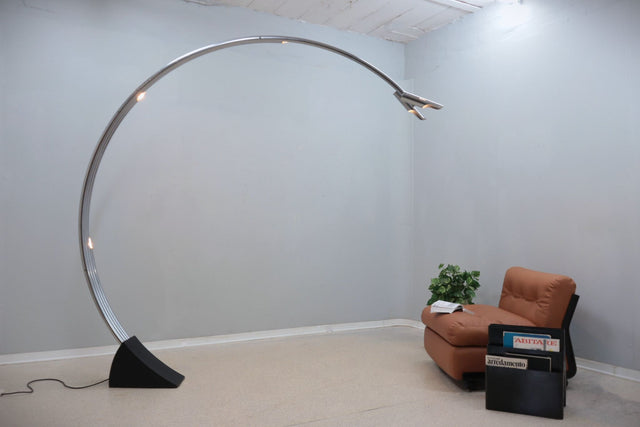 Vintage chrome arc floor lamp REGGIANI 1970s