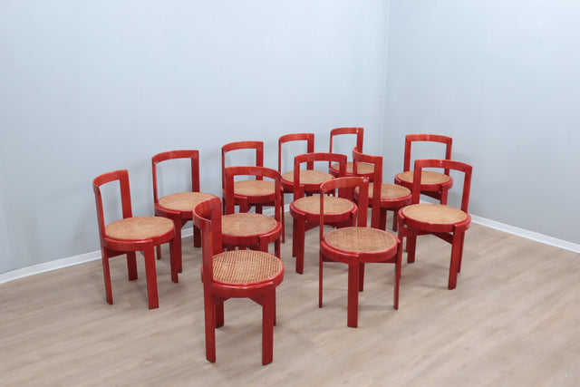 12 Vintage cane dining chairs (attr.) Gianfranco Frattini 1970s