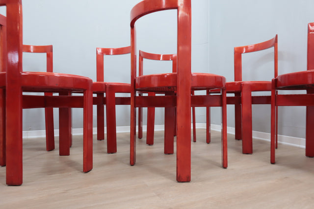 12 Vintage cane dining chairs (attr.) Gianfranco Frattini 1970s