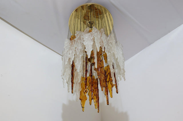 Murano glass chandelier cascade MAZZEGA 1970s