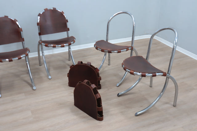 Vinatage cow leather Medusa chairs Studio Tetrarch 1970s