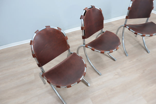 Vintage cow leather Medusa chairs Studio Tetrarch 1970s