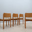 Vintage wooden dining chairs with straw seat 1970s