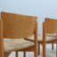 Vintage wooden dining chairs with straw seat 1970s