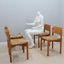 Vintage wooden dining chairs with straw seat 1970s