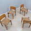 Vintage wooden dining chairs with straw seat 1970s