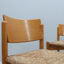 Vintage wooden dining chairs with straw seat 1970s