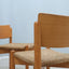 Vintage wooden dining chairs with straw seat 1970s