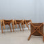 Vintage wooden dining chairs with straw seat 1970s