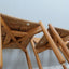 Vintage wooden dining chairs with straw seat 1970s