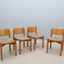 Vintage wooden dining chairs with straw seat 1970s