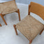 Vintage wooden dining chairs with straw seat 1970s