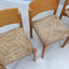 Vintage wooden dining chairs with straw seat 1970s