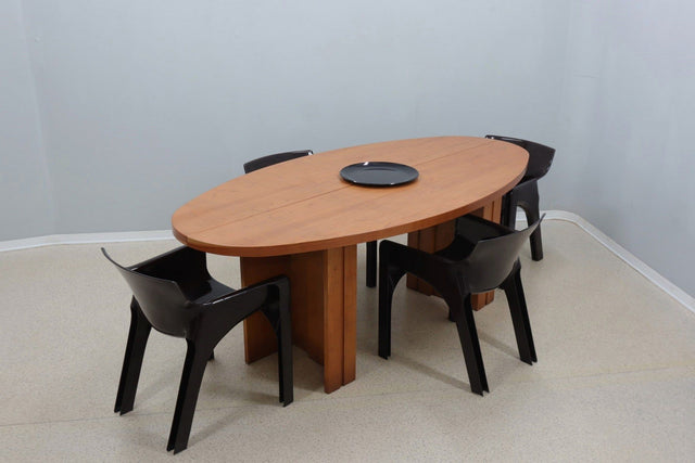 Vintage elliptical design folding console 1980s
