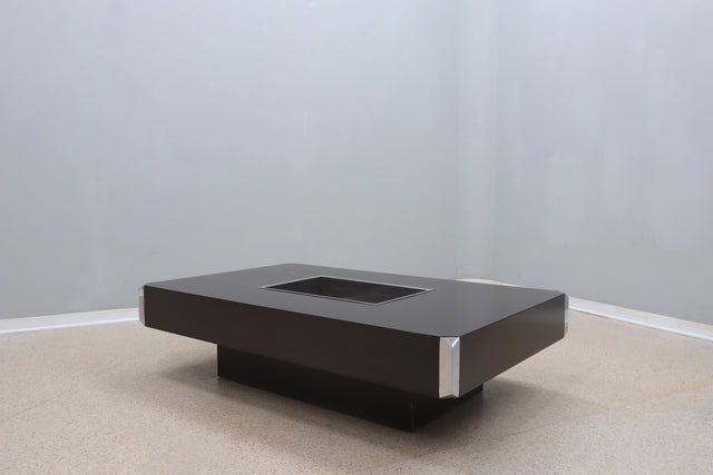 Alveo coffee table with bar Willy Rizzo 1970s