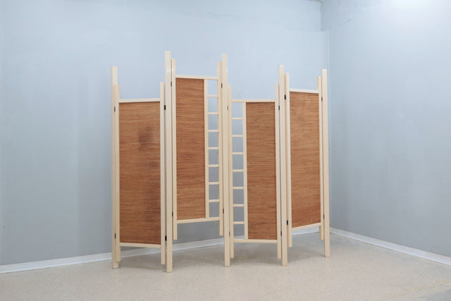 Vintage laquered room divider screen, separé 1970s