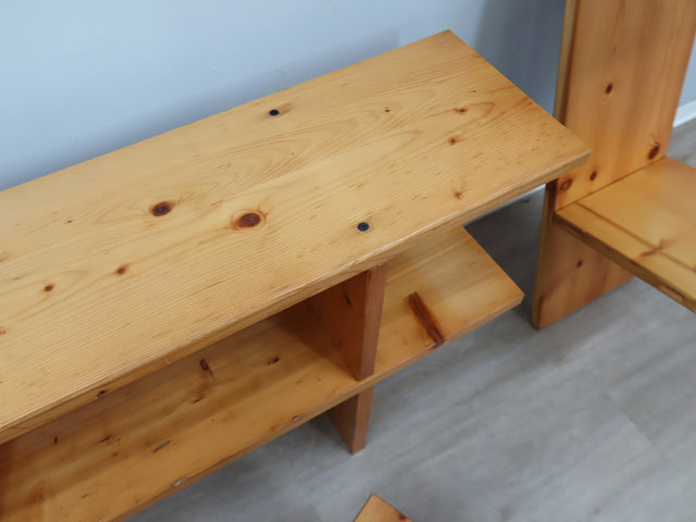 Ideal Form vintage modular bookcase natural larch wood 1970s