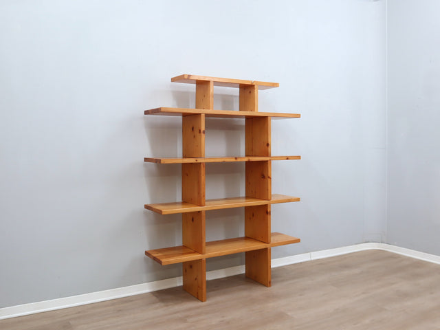 Ideal Form vintage modular bookshlef natural larch wood 1970s