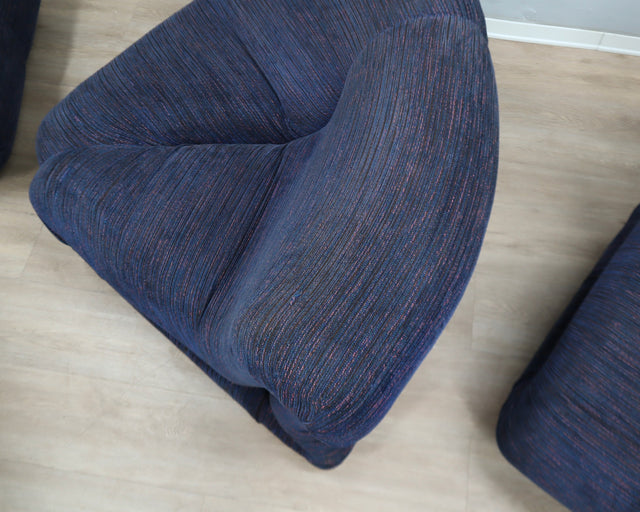 Claudio Vagnoni Pagru modular sofa for 1P. 1970s Italian space age sectional couch. Divano componibile design. Canapé modulaire vintage bleu.