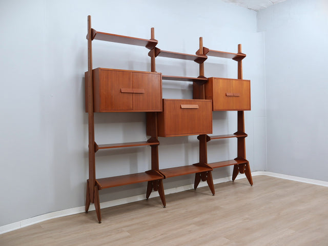 Libreria Modulare Teak Anni '60. Italian Mid-Century Teak Bookcase modulaire vintage design italien