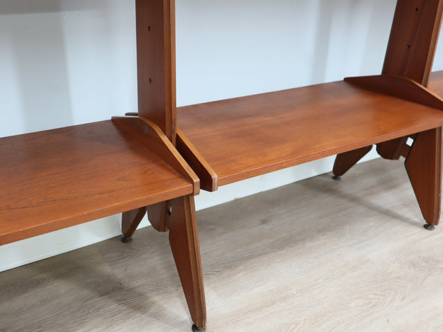 Libreria Modulare Teak Anni '60. Italian Mid-Century Teak Bookcase modulaire vintage design italien