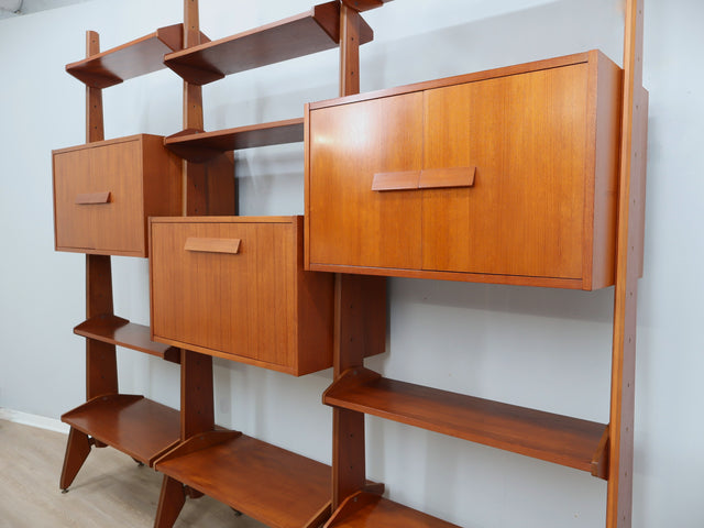 Libreria Modulare Teak Anni '60. Italian Mid-Century Teak Bookcase modulaire vintage design italien