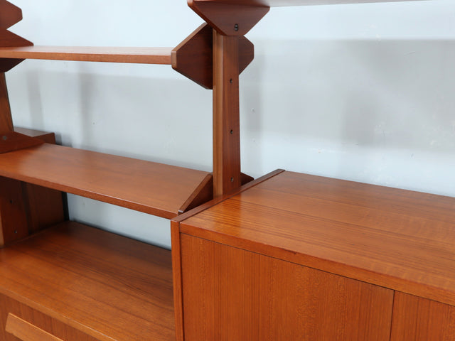 Libreria Modulare Teak Anni '60. Italian Mid-Century Teak Bookcase modulaire vintage design italien