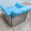 Larissa armchairs by Vittorio Introini for Saporiti in chrome & sky blue. Poltrone design anni 70, 70er Sessel, fauteuils vintage space age.