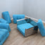 Larissa armchairs by Vittorio Introini for Saporiti in chrome & sky blue. Poltrone design anni 70, 70er Sessel, fauteuils vintage space age.