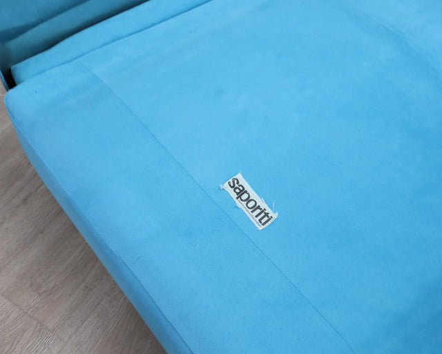 Larissa armchairs by Vittorio Introini for Saporiti in chrome & sky blue. Poltrone design anni 70, 70er Sessel, fauteuils vintage space age.