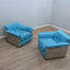 Larissa armchairs by Vittorio Introini for Saporiti in chrome & sky blue. Poltrone design anni 70, 70er Sessel, fauteuils vintage space age.