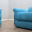 Larissa armchairs by Vittorio Introini for Saporiti in chrome & sky blue. Poltrone design anni 70, 70er Sessel, fauteuils vintage space age.