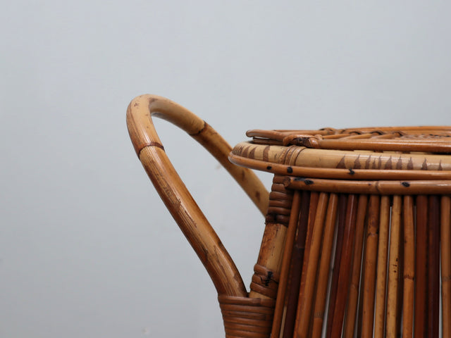Vintage 1960s Carrello bar anni 60 rattan Italian Rattan Bar Cart, Chariot bar rotin Rattan Barwagen, Carrito de mimbre