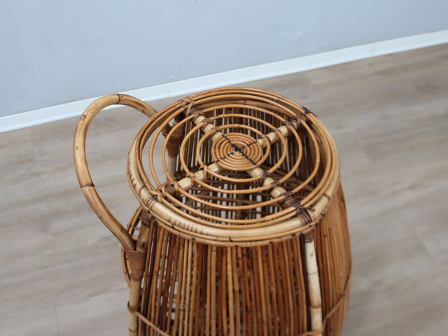 Vintage 1960s Carrello bar anni 60 rattan Italian Rattan Bar Cart, Chariot bar rotin Rattan Barwagen, Carrito de mimbre