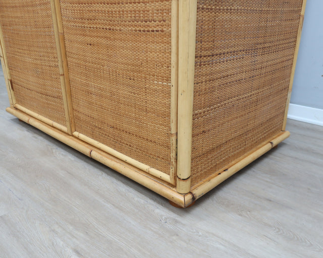 1970s Dal Vera rattan wardrobe Armadio vintage in bamboo Armoire en rotin italienne,  Vintage Bambus Kleiderschrank