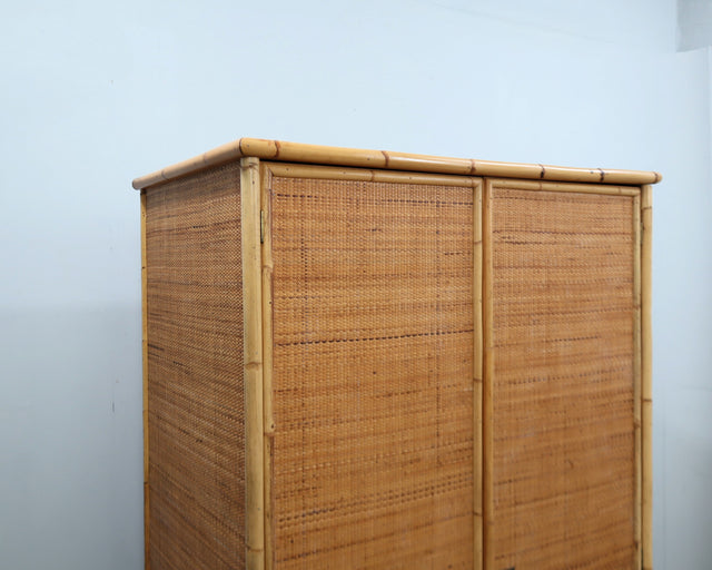 1970s Dal Vera rattan wardrobe / Armadio vintage in bamboo / Armoire en rotin italienne / Vintage Bambus Kleiderschrank