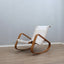 Crassevig dondolo, vintage rocking chair, mid-century modern, Italian design, space age armchair, chêne courbé, Schaukelstuhl Holz.