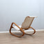 Crassevig dondolo, vintage rocking chair, mid-century modern, Italian design, space age armchair, chêne courbé, Schaukelstuhl Holz.