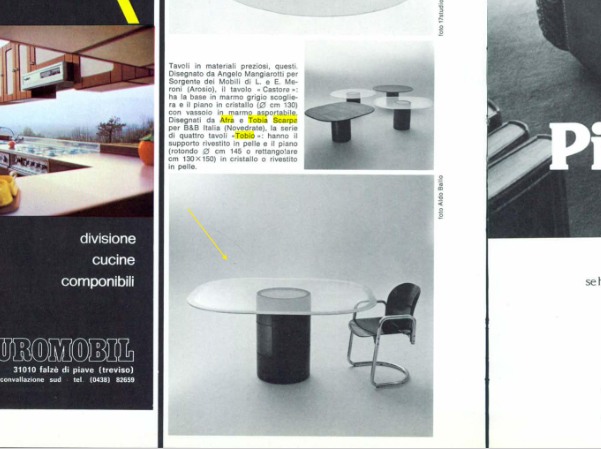 Dining table 'Tobio' Afra & Tobia Scarpa for B&B Italia 1970s