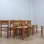 Set of 8 French late 1960s Perriand-style chairs: authentic rustic chic in wood & straw. Autentiche sedie rustiche chics, Modernist Stühle, sillas años 60.